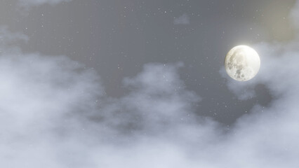 night sky, moon and clouds