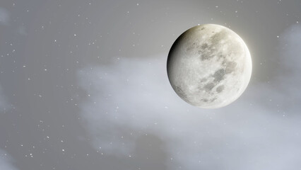 Fototapeta na wymiar night sky, moon and clouds