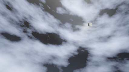 night sky, moon and clouds
