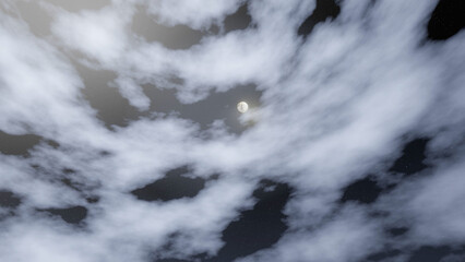 night sky, moon and clouds