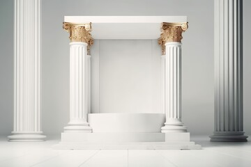 Luxury podium for product presentation, cosmetics pedestal, abstract background. Greek classic style. Generative AI