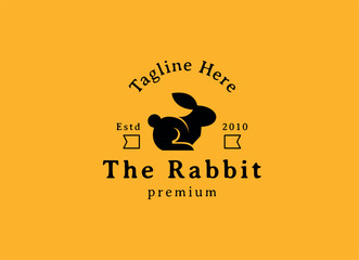 Rabbit Logo Design Template Icon Retro Vector Illustration