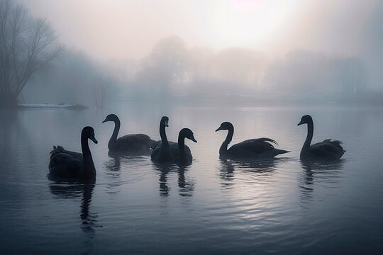 swans on the lake