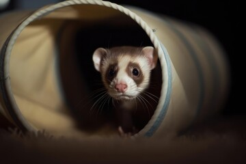 Curious Ferret Exploring Its Playful Environment, created with Generative AI technology