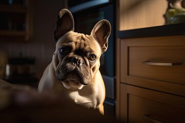 Irresistible French Bulldog with Adorable Wrinkles, created with Generative AI technology