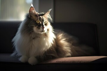 Enchanting Norwegian Forest Cat, created with Generative AI technology