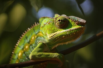 Obraz premium Veiled Chameleon, created with Generative AI technology