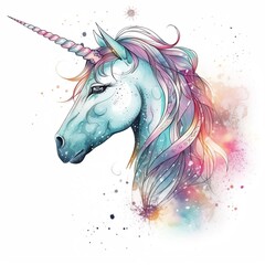 Obraz na płótnie Canvas an illustration of a magical unicorn, heard shot, generative ai