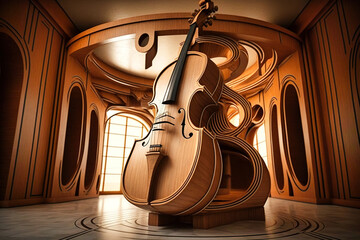 A cello in a beautiful design room - generative ai