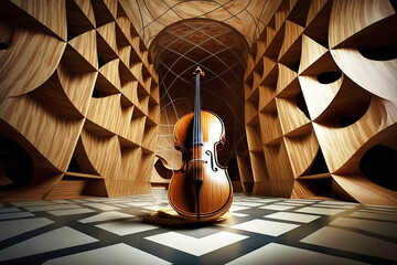 A cello in a beautiful design room - generative ai