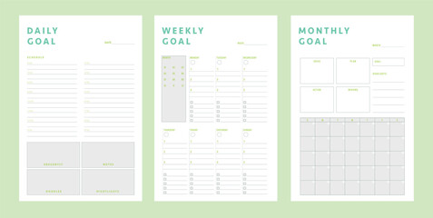 Daily Weekly Monthly Goal Planner. Vector illustration.
