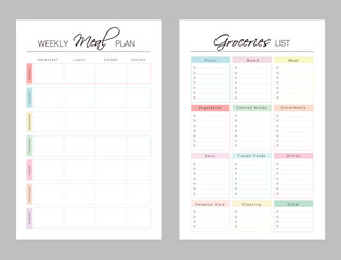 (Pastel) Groceries List and Meal plan Planner. Plan your day make dream happen.