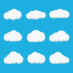 Set of clouds on blue background
