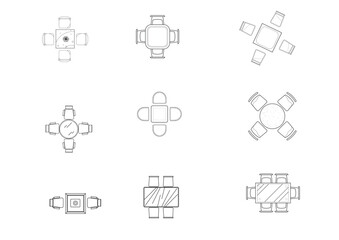 Dining set in plan view