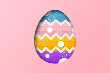 Yellow and pink paper cut to form an Easter egg pattern. overlay paper