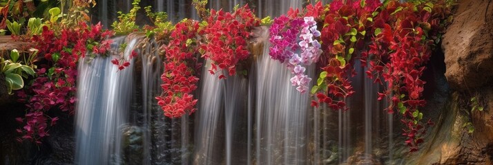 Fototapeta na wymiar floral waterfall landscape
