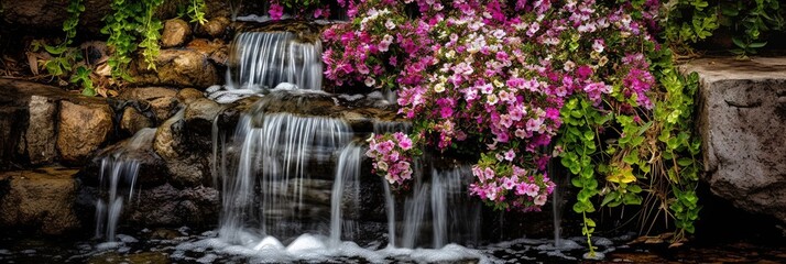 floral waterfall landscape