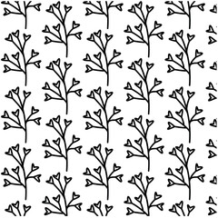 Hand Drawn floral seamless pattern. Doodle flowers seamless pattern. Black and white floral pattern.
Template for fashion print, fabric or wallpaper. Seamless vector background.