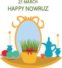 Naklejka premium happy nowruz is celebrated every year on 21 March.