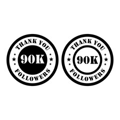 Fototapeta na wymiar Thank you 90k Followers celebration, Greeting card for 90000 social followers.