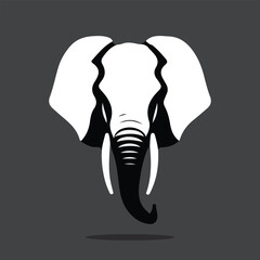 Simple black and white elephant head vector logo