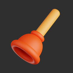 Simple Style 3D Illustration of a Drain Plunger - Isolated Image