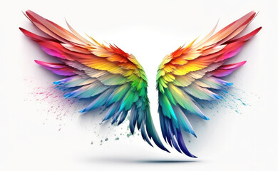 abstract colorful wings rainbow isolated on white background