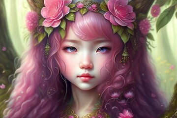 Beautiful fantasy forest fairy sprite