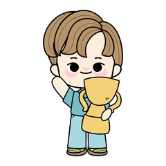 boy with trophy