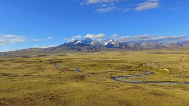 Peruvian Andean landscape, Qiwllarahu mountain in the Cordillera Blanca, highway to Huaraz. (aerial photography)