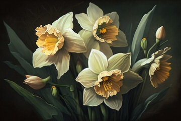 Dafodil Flowers, Spring Season, Generative Ai