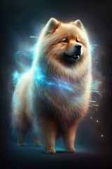 Obraz premium Step into the Future with a Beautiful Ethereal Chow Chow dog Canine: A Beautifully Designed Artistic Illustration Perfect for High-Tech and Sci-Fi-Themed Projects (Generative AI