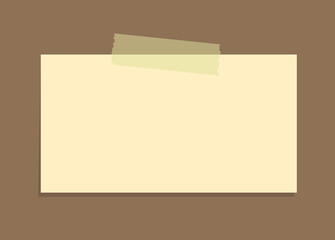 Yellow sticky note template. Taped office memo paper.