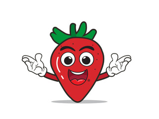 strawberry cartoon character vector illustration