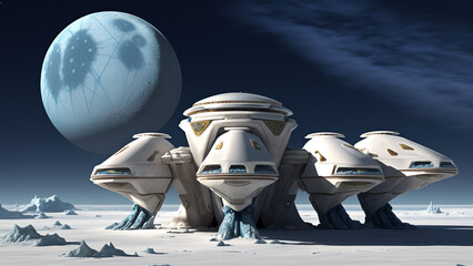 SCI-FI Outpost on an icy planet (Generative AI illustration)