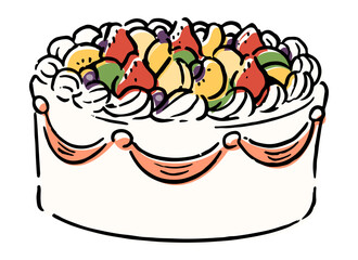 手描きのフルーツケーキイラスト