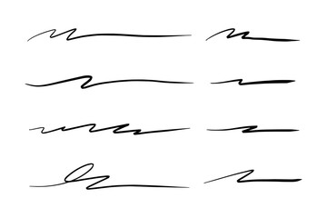 Vector set of hand drawn underline.