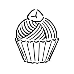 手描きのモンブランイラスト　白黒