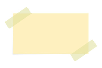 Yellow sticky note vector illustration template. Taped office memo paper.