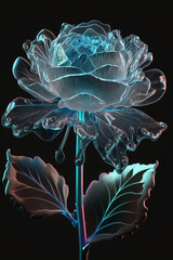 A flower that is made up of glass and has a blue background. Generative ai