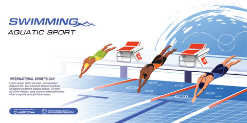 Swimming Sport Illustration Vector. Swimming Background for banner, poster, and flyer