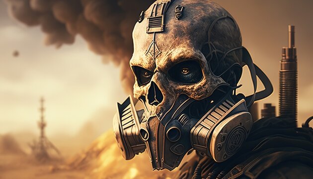 atomic skull soldier digital art illustration, Generative AI