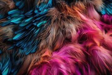 Abstract art iridescent colors of bird fur illustration background with Generative AI