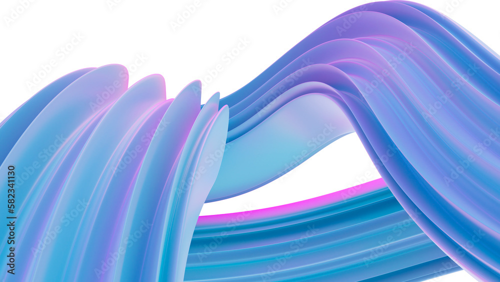 Wall mural 3d rendering of colorful abstract twisted shape in motion. computer generated geometric digital art