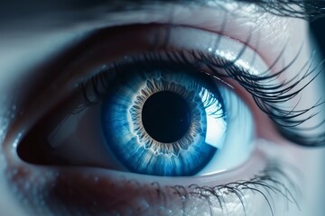 Fototapeta na wymiar Perfect Blue Eye Macro created with Generative AI Technology, ai, generative