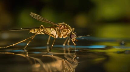 Mosquito on Water. Generative AI.