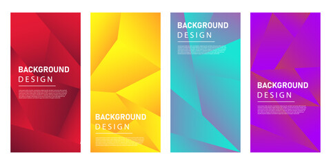 A set of banners with colorful triangles.