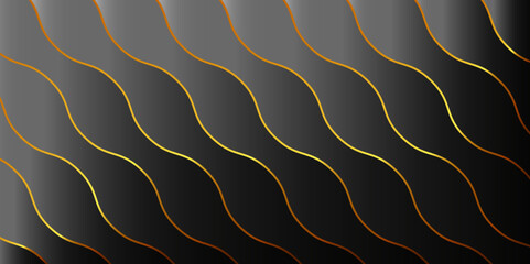 Abstract black wave with golden diagonal line