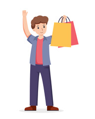 Obraz premium people shopping. People with shopping bags illustration
