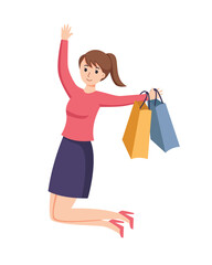 people shopping. People with shopping bags illustration